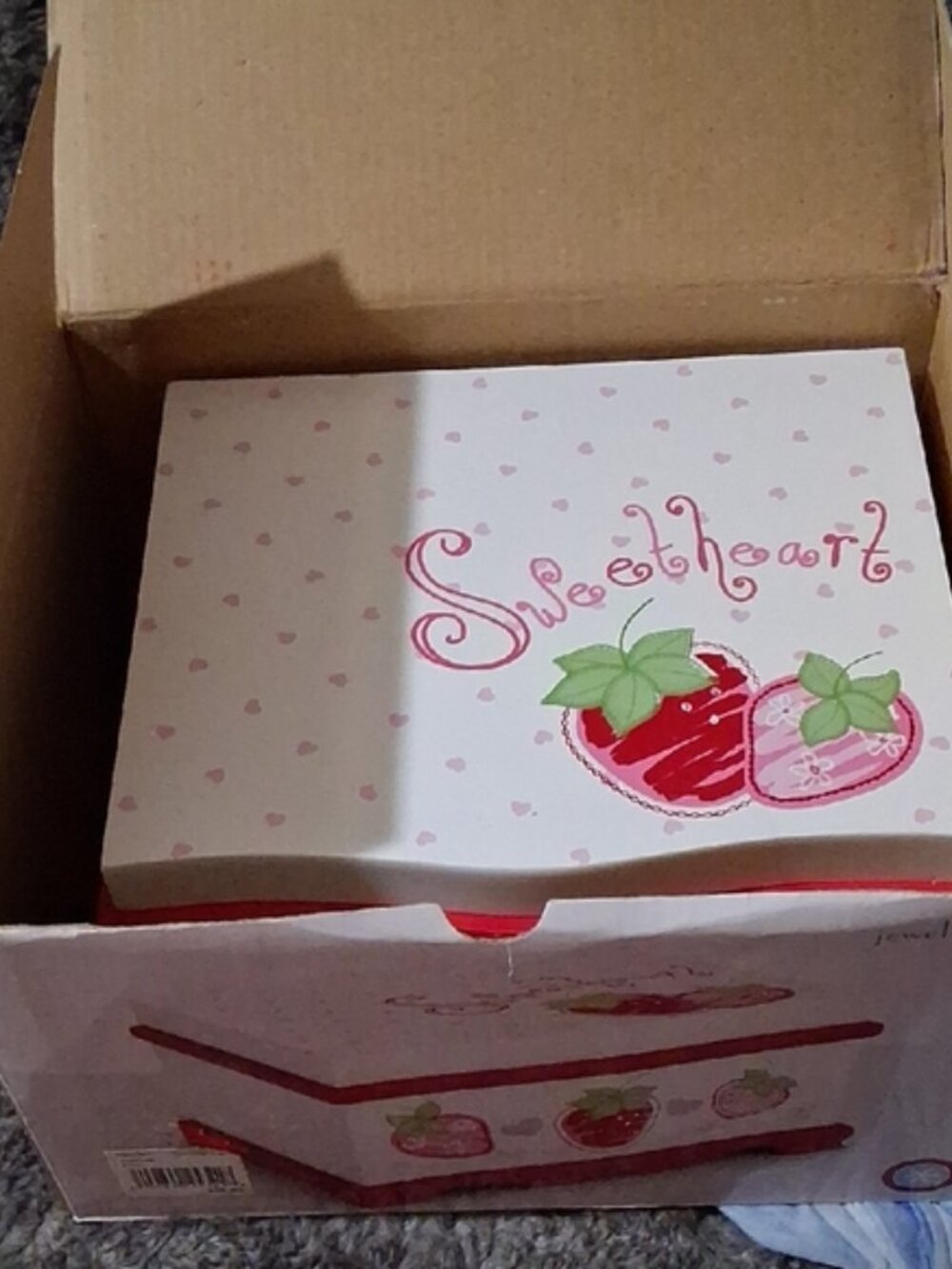 Sweetheart Jewelry Box with Strawberry Design new in box